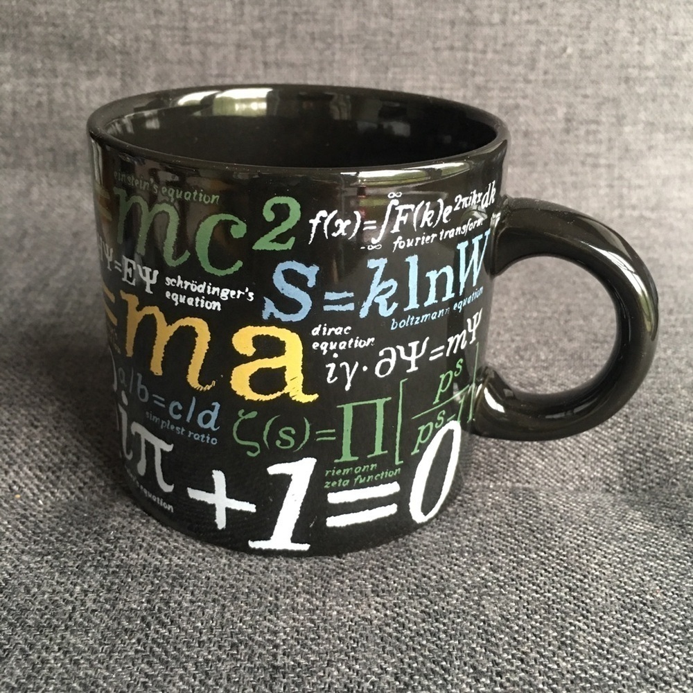 Math Formulas Coffee Mug, Black, Colorful, 12 oz